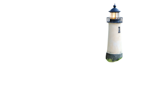 Miniature Lighthouse Replica on White Background for Creative Projects
