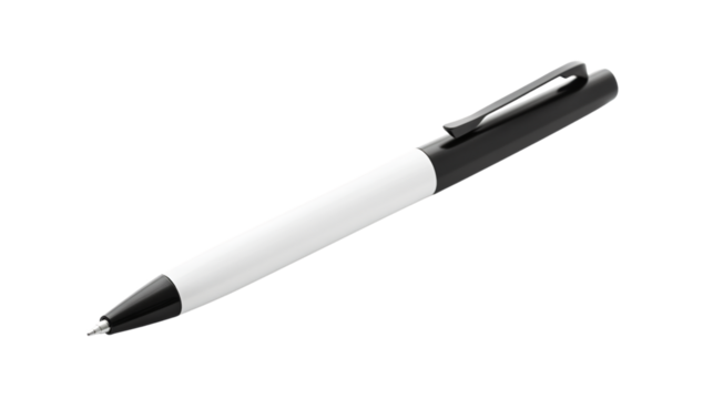 Professional White and Black Pen Mockup on White Background