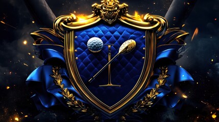 Gold and Blue Golf Crest Emblem
