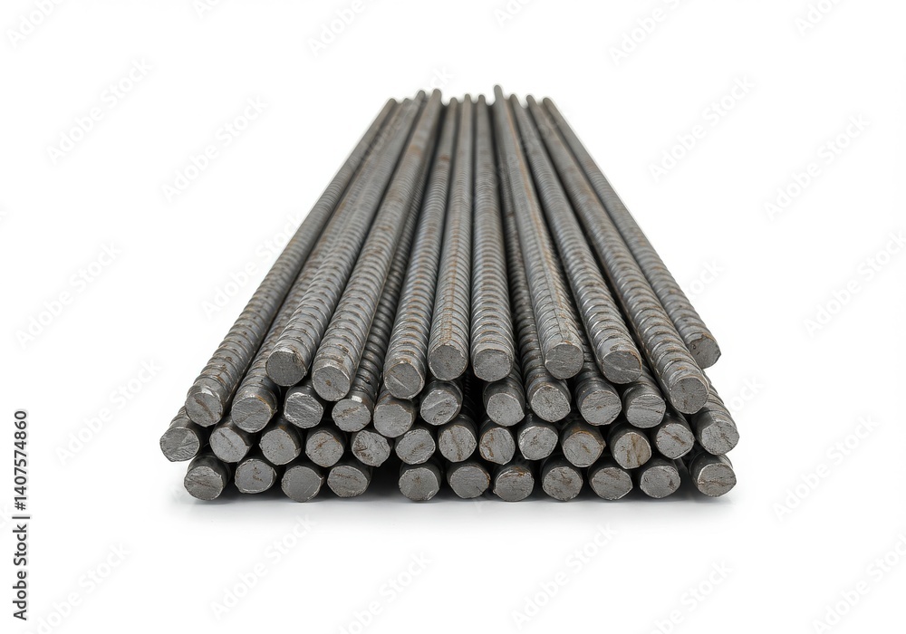 Aufkleber a stack of rebar pieces arranged together on a white background in a studio setting view from above