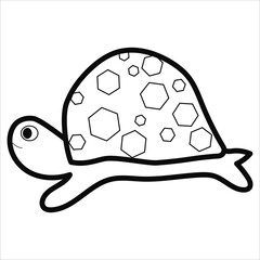 black and white turtle illustration icon vector