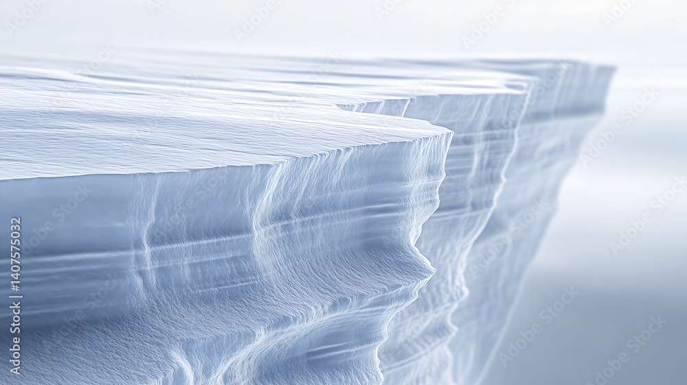 Poster stunning close-up of layered ice formations creating a natural frozen cliff landscape : generative a