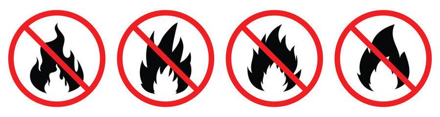 No fire sign in flat style. Basic vector illustration.  