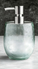 Obraz premium Recycled Glass Soap Dispenser With Stainless Steel Pump