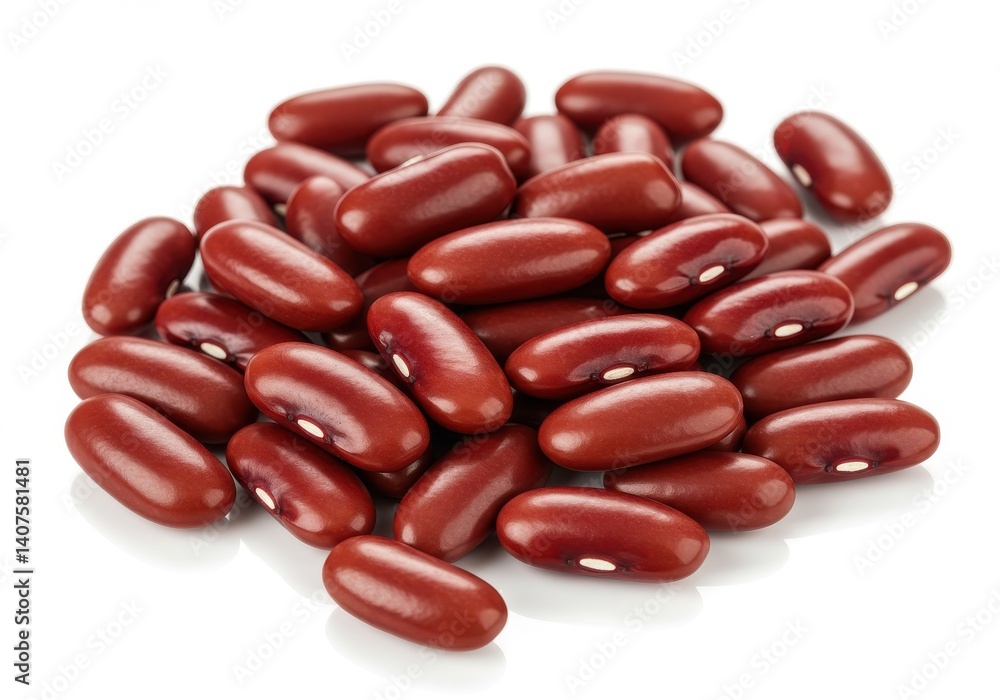 Aufkleber a pile of kidney beans on a white surface showing their red color and bean shape in a close up view