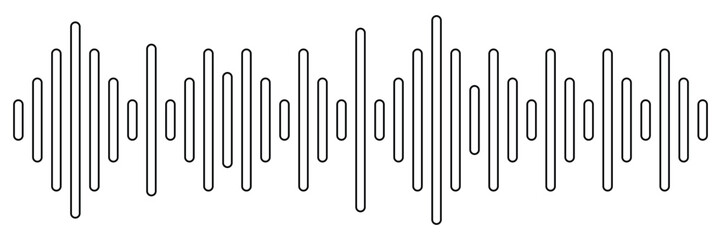 Sound and audio waves. Monochrome soundwave lines. Soundwaves rhythm symbol, illustration. 