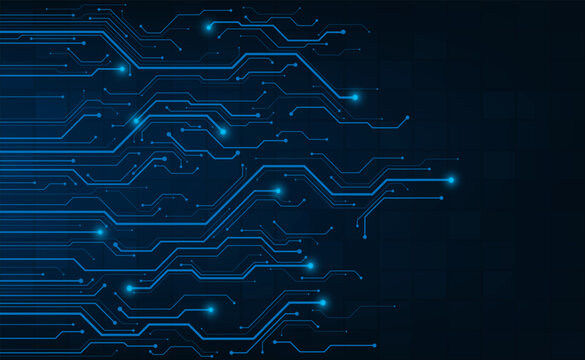 Printed circuit board of digital communication technologies. Vector illustration. Sketch for creativity.