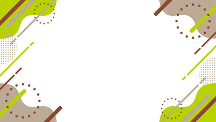 抽象的な幾何学模様のフレーム素材 チラシ・Web・動画背景16:9サイズ 緑 茶