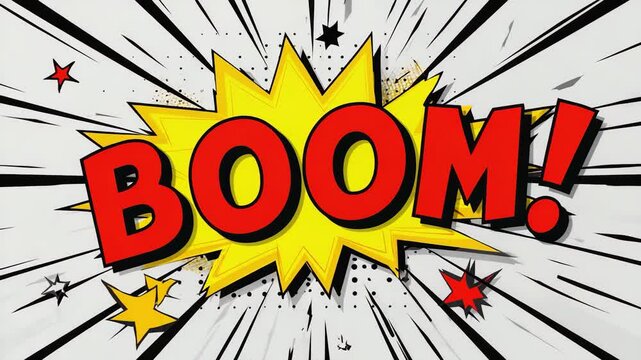 pop art speech bubble boom text animation video motion