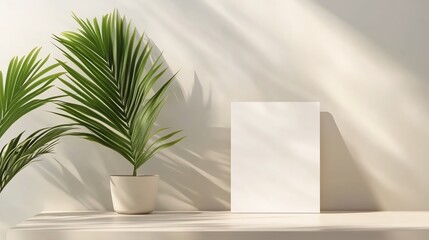 Minimalist letterhead mockup with landscape A4 sheet and envelope, subtle shadows from sun