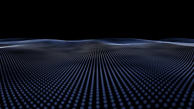 Futuristic background array dots wavy in dark cyberspace. Digital technology concept data analysis.Big data.