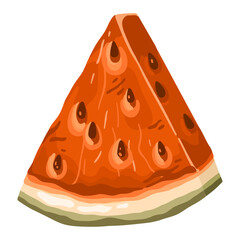 Watermelon Slice. Fresh and Juicy Summer Fruit. Vector.