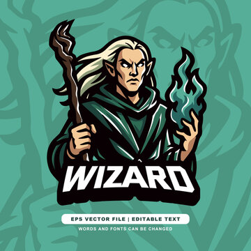 Elf Wizard Logo &ndash; Magical Fantasy Mascot for Gaming, Esports, and Creative Branding
