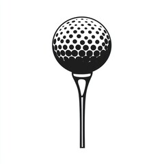 Golf ball on tee, black and white graphic