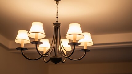 simple warm chandelier lights on the white ceiling