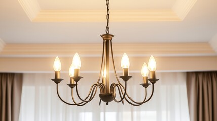 simple warm chandelier lights on the white ceiling