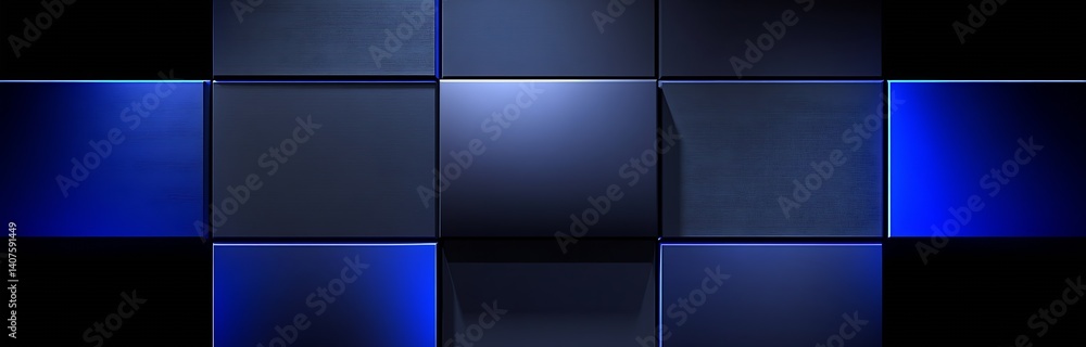Aufkleber Dynamic blue and black geometric background design with modern elements for digital art projects : Generative AI