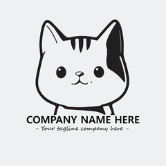 Cat character illustration black and white for logo company vector image
