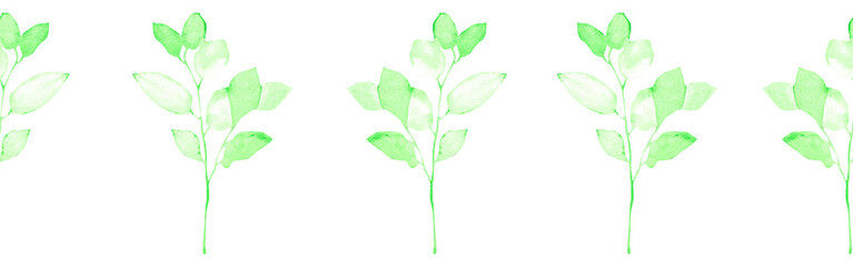 Obraz premium Watercolor leaves border on a white background. Hand-drawn illustration. Perfect for spring and summer. 