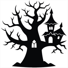 Halloween Date tree silhouette vector isolated on white background