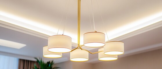 simple warm chandelier lights on the white ceiling