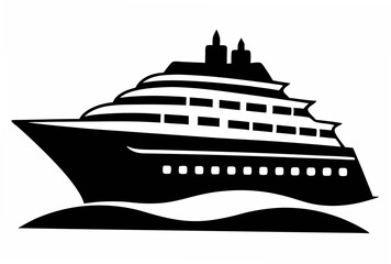 Obraz premium cruise ship silhouette vector illustration black