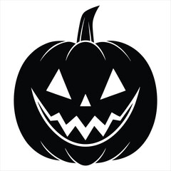 Jack-o'-lantern silhouette vector isolated on white background