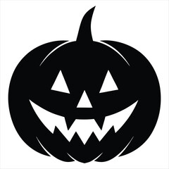 Jack-o'-lantern silhouette vector isolated on white background