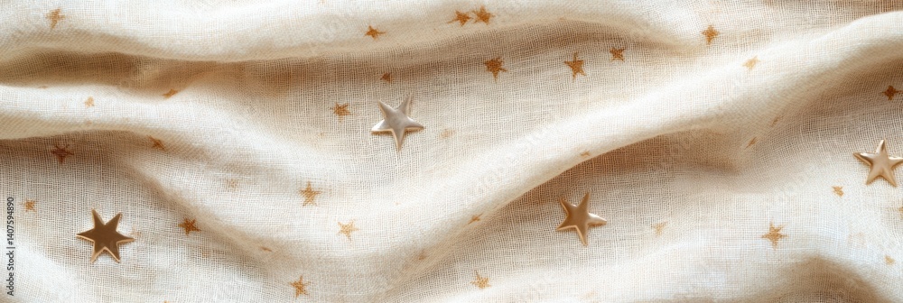 Aufkleber gentle stars scattered over creamy linen texture create a soothing lapki-style pattern background fo