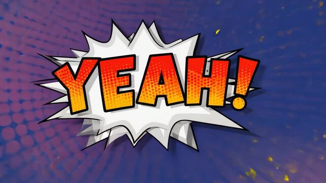 pop art speech bubble yeah text animation video motion