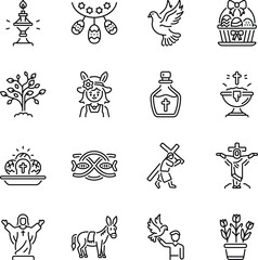 Bundle of Linear Style Easter Festival Icons 

