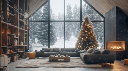 Cozy Winter Cabin Living Room