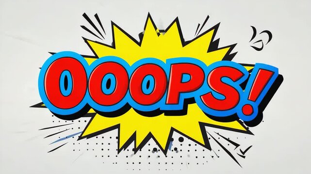 pop art speech bubble oops text animation video motion
