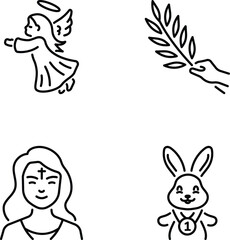 Pack of Linear Style Easter Day Icons 


