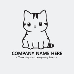 Cat character illustration black and white for logo company vector image
