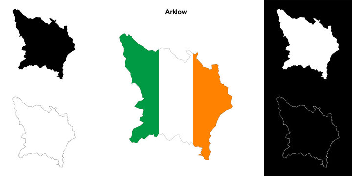Arklow district blank outline map set