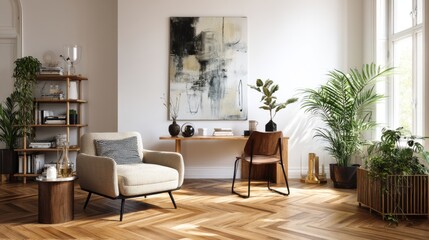 Relaxing living room with natural light and plants.