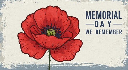Red Poppy with Remembrance Message Illustration