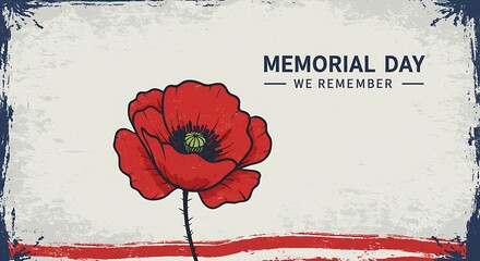 Remembering with a Poppy Memorial Day Illustration