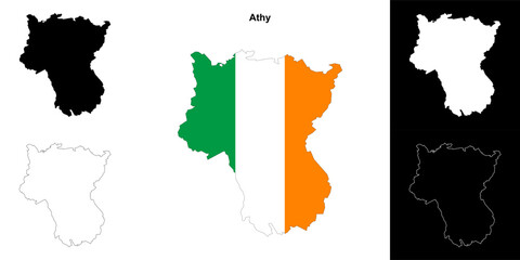 Fototapeta premium Athy district blank outline map set