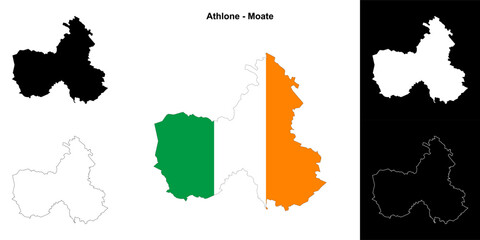 Obraz premium Athlone - Moate district blank outline map set