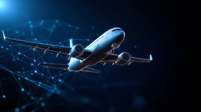 Air cargo network visualization with glowing paths between countries and aircraft icons