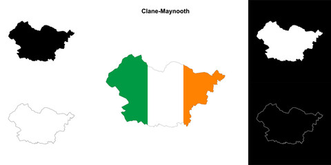 Fototapeta premium Clane-Maynooth district blank outline map set