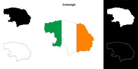 Fototapeta premium Comeragh district blank outline map set