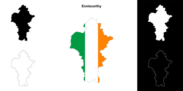 Enniscorthy district blank outline map set