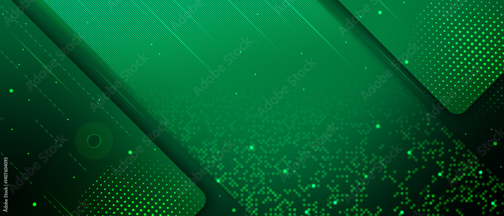 Poster dynamic green background with layered textures and subtle dot patterns