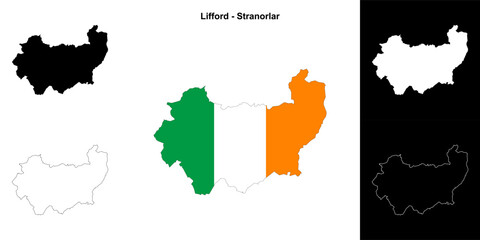 Lifford - Stranorlar district blank outline map set