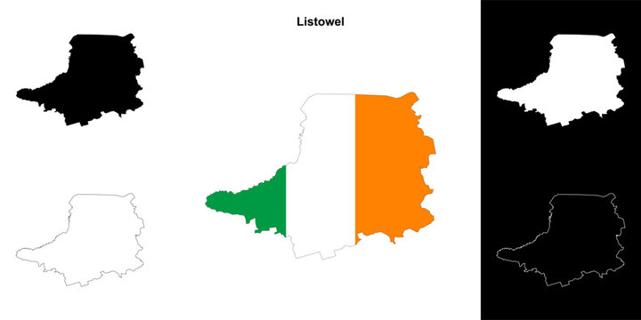 Listowel district blank outline map set