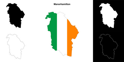 Fototapeta premium Manorhamilton district blank outline map set