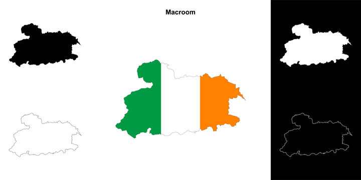 Macroom district blank outline map set